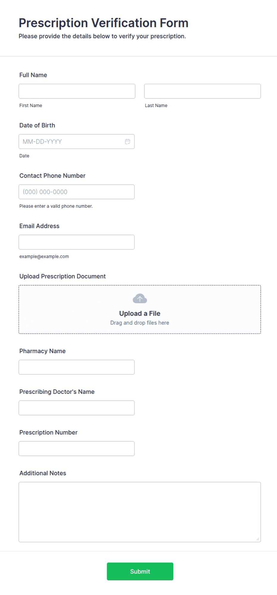 Vivid Clear Rx Precertification Form.pdf Prescription Verification Form Template | Jotform