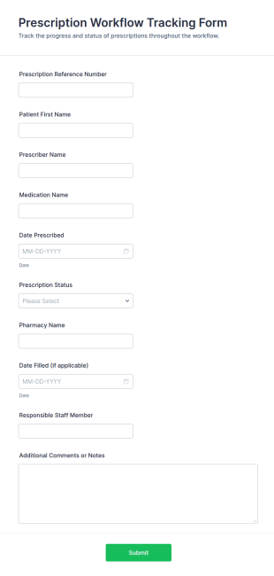 Prescription Workflow Tracking Form Template