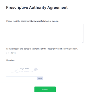 Prescriptive Authority Agreement Form Template