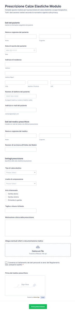Prescrizione Calze Elastiche Modulo