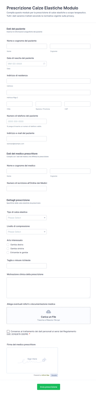 Prescrizione Calze Elastiche Modulo