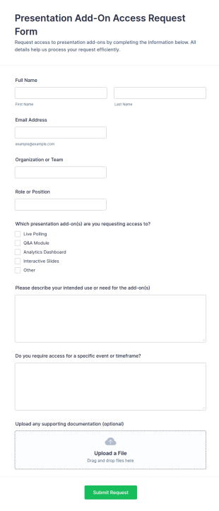 Presentation Add On Access Request Form Template