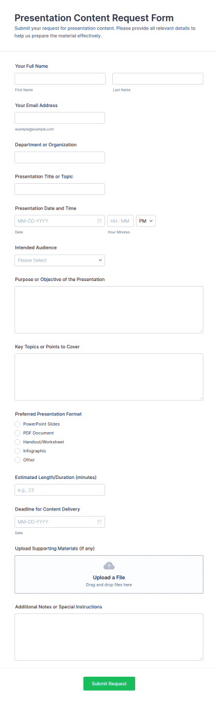 Presentation Content Request Form Template