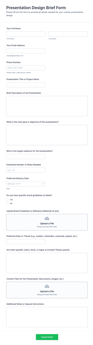 Presentation Design Brief Form Template
