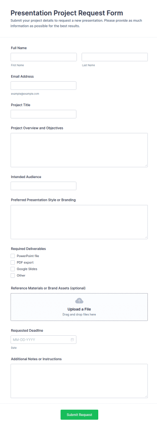 Presentation Project Request Form Template