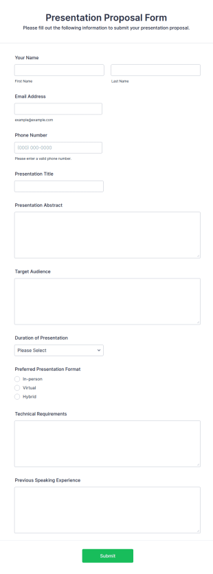 Presentation Proposal Form Template