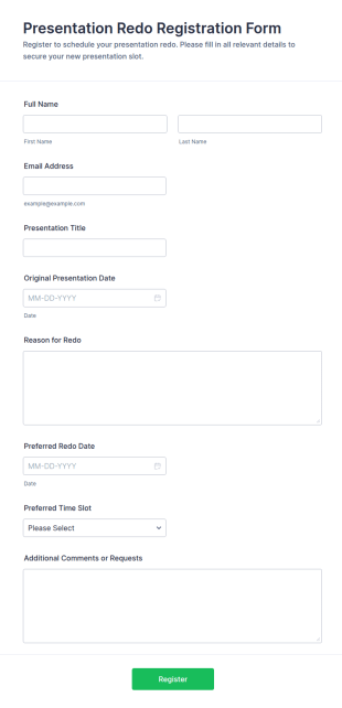 Presentation Redo Registration Form Template
