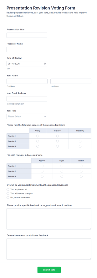 Presentation Revision Voting Form Template