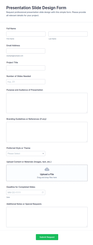 Presentation Slide Design Form Template
