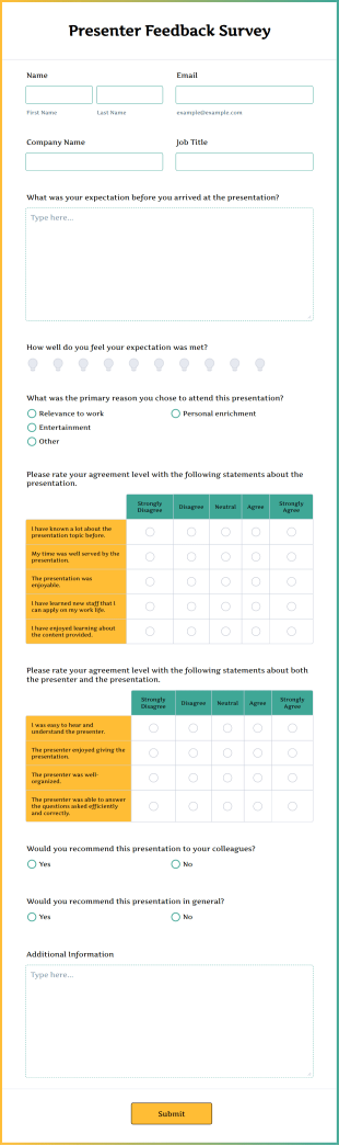 Presenter Feedback Survey Form Template