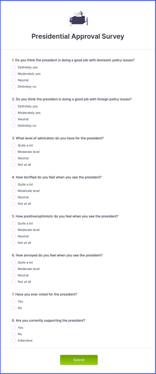 Presidential Approval Survey Form Template