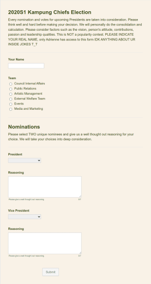 Presidential Election Form Template