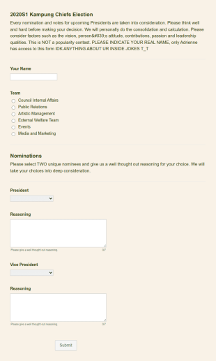 Presidential Election Form Template