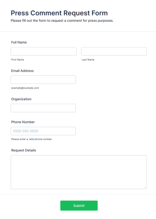 Press Comment Request Form Template