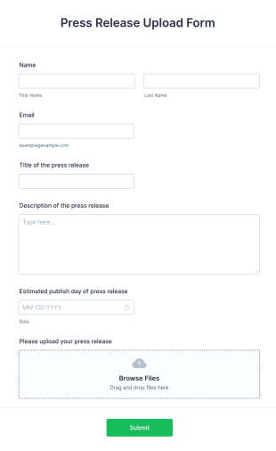 Press Release Upload Form Template