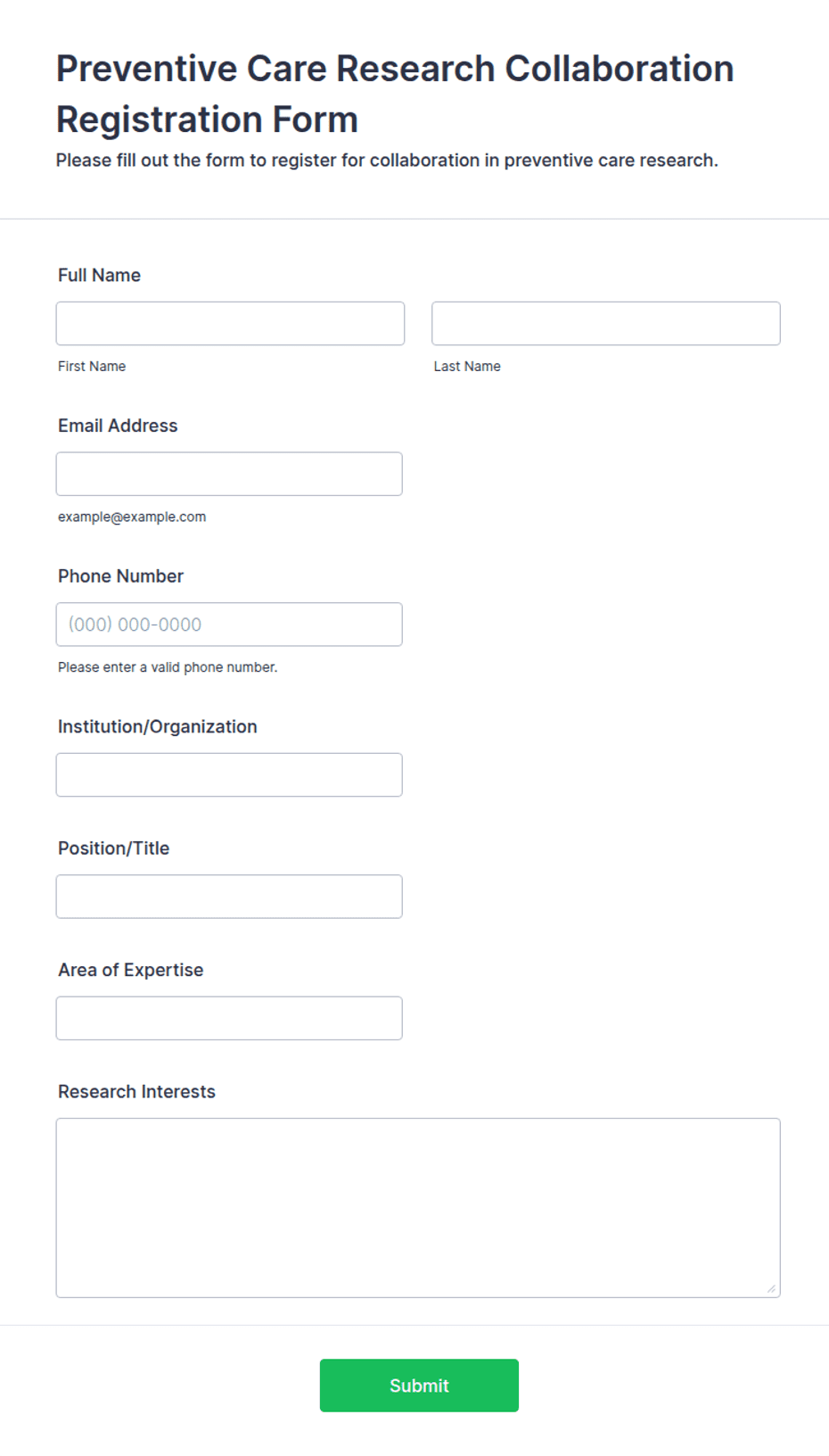 Preventive Health Forms