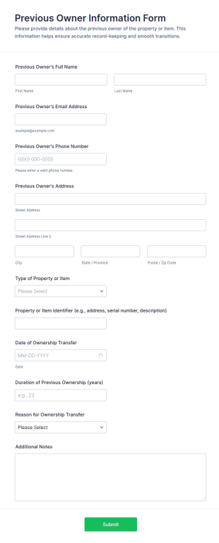 Previous Owner Information Form Template