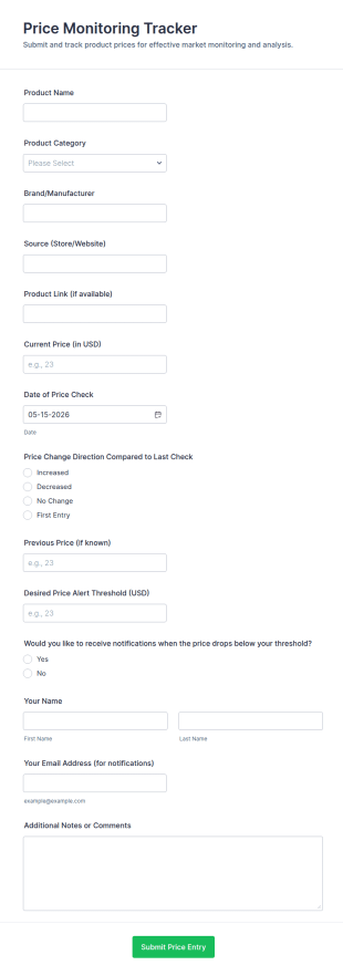 Price Monitoring Tracker Form Template