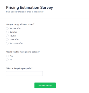 Pricing Estimation Survey Form Template