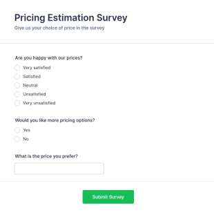 Pricing Estimation Survey Form Template
