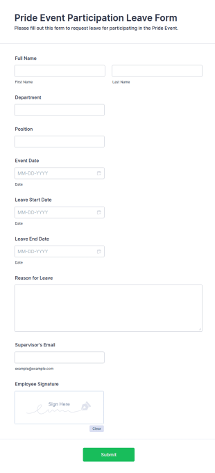Pride Event Participation Leave Form Template