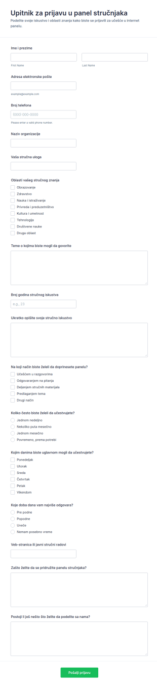 Prijava Za Panel Znanja