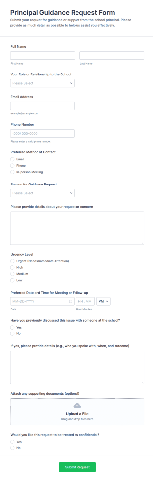 Principal Guidance Request Form Template