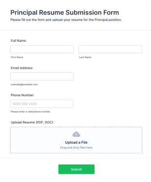 Principal Resume Submission Form Template