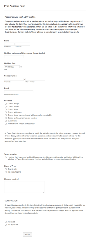 Print Approval Form Template