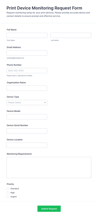 Print Device Monitoring Request Form Template