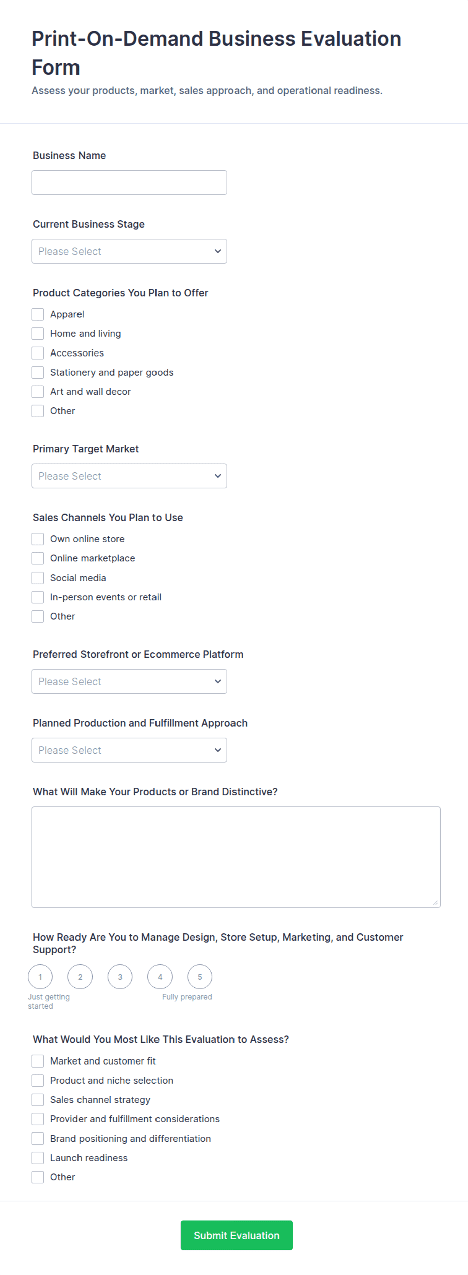 Evaluation Form Lettering Print-On-Demand Business Evaluation Form Template | Jotform