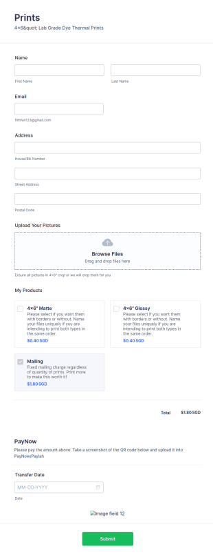 Print Order Form Template