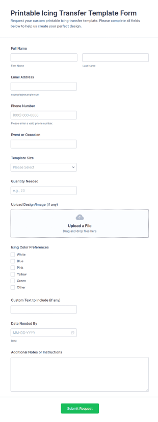 Printable Icing Transfer Template Form