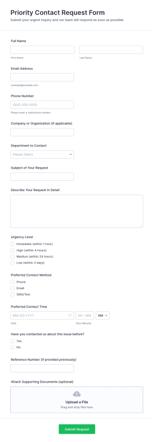 Priority Contact Request Form Template