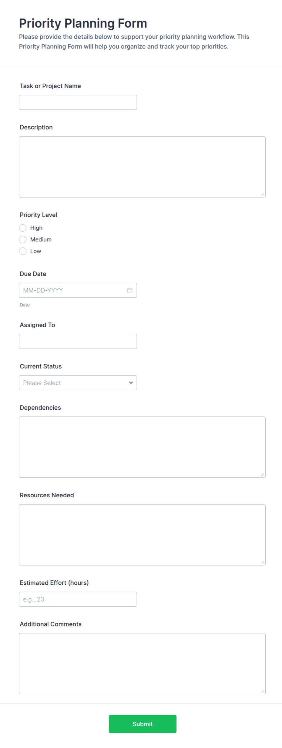 Form Prioritas Program Priority Planning Form Template | Jotform