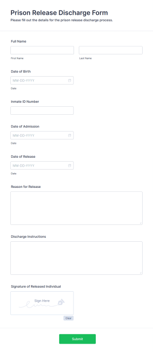 Prison Release Discharge Form Template