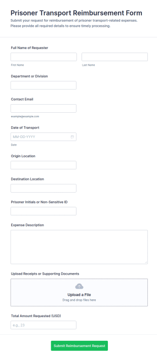 Prisoner Transport Reimbursement Form Template