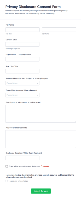 Privacy Disclosure Consent Form Template