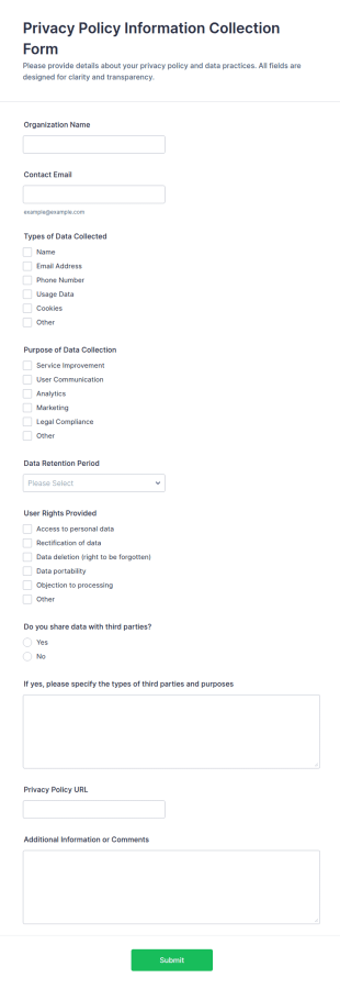 Privacy Policy Information Collection Form Template