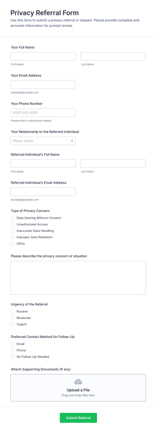 Privacy Referral Form Template