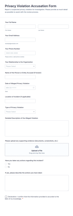 Privacy Violation Accusation Form Template