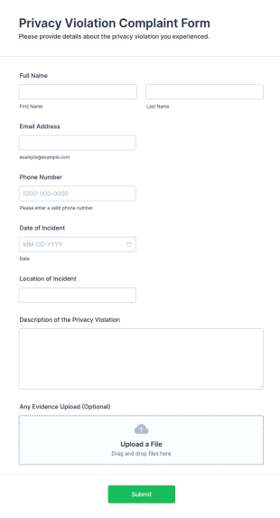 Privacy Violation Complaint Form Template