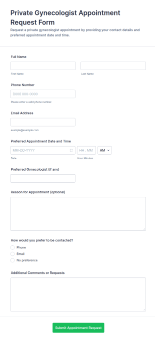 Private Gynecologist Appointment Request Form Template