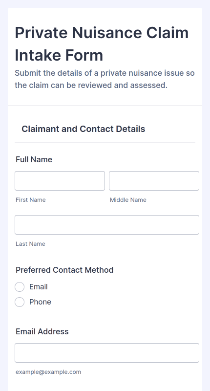 Private Nuisance Claim Intake Form