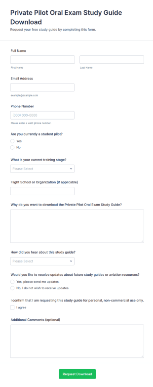 Private Pilot Oral Exam Study Guide Download Form Template