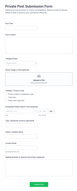 Private Post Submission Form Template