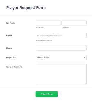 Private Prayer Request Form Template