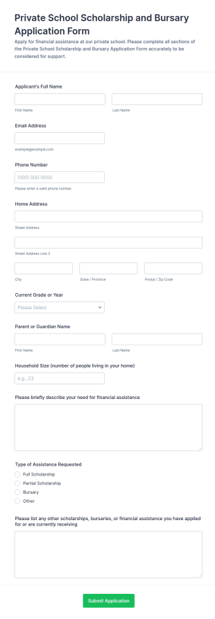 Private School Scholarship And Bursary Application Form Template