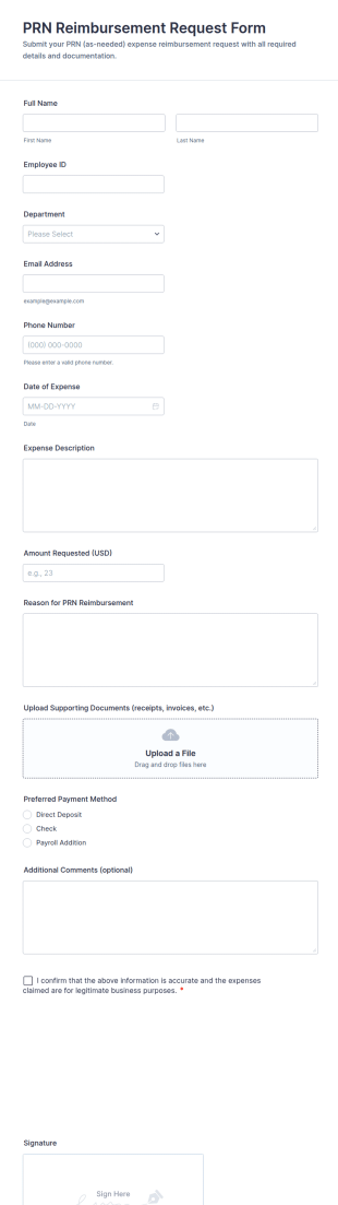 PRN Reimbursement Request Form Template