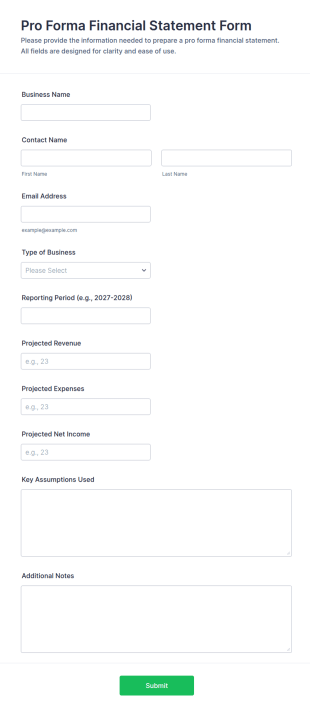 Pro Forma Financial Statement Form Template